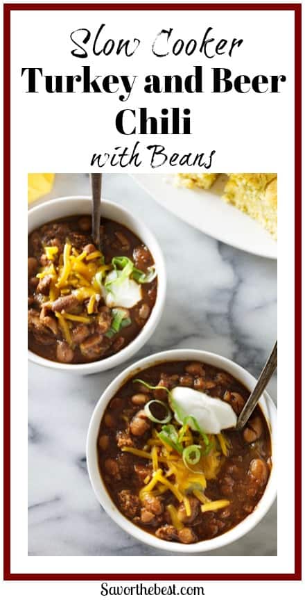 The zesty spices are complimented by the maltiness of beer in this slow cooker turkey and beer chili with beans.