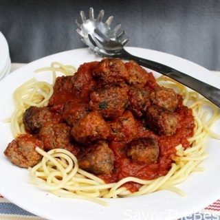 Italian Meatballs and Spaghetti with Tomato-Garlic Sauce