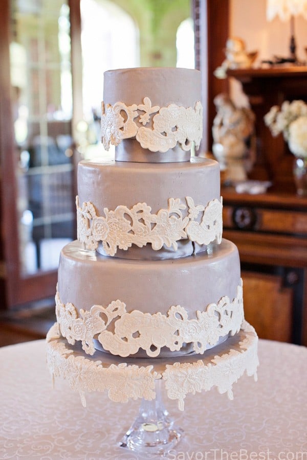 Lace Applique Wedding Cake Design