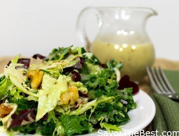 Super-Foods Salad with a Lemon Honey-Mustard and Chia Seeds Dressing