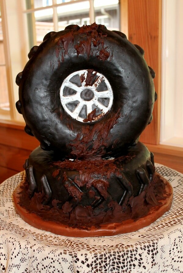 muddy tire grooms cake