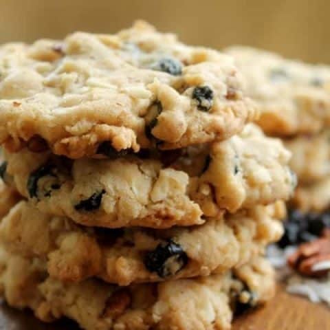 Blueberry, pecan, coconut, white chocolate, oatmeal cookies