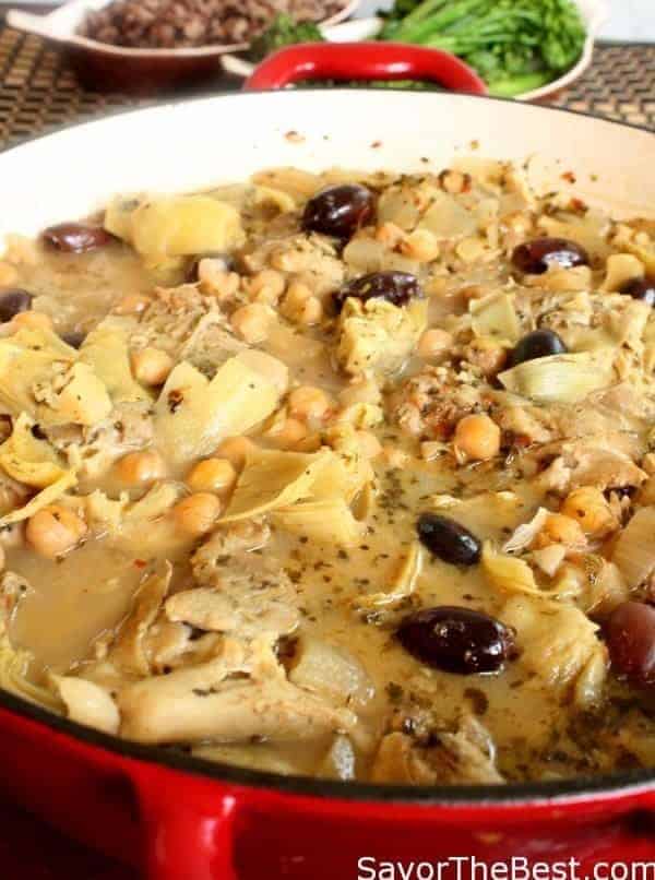 Chicken with artichokes and olives