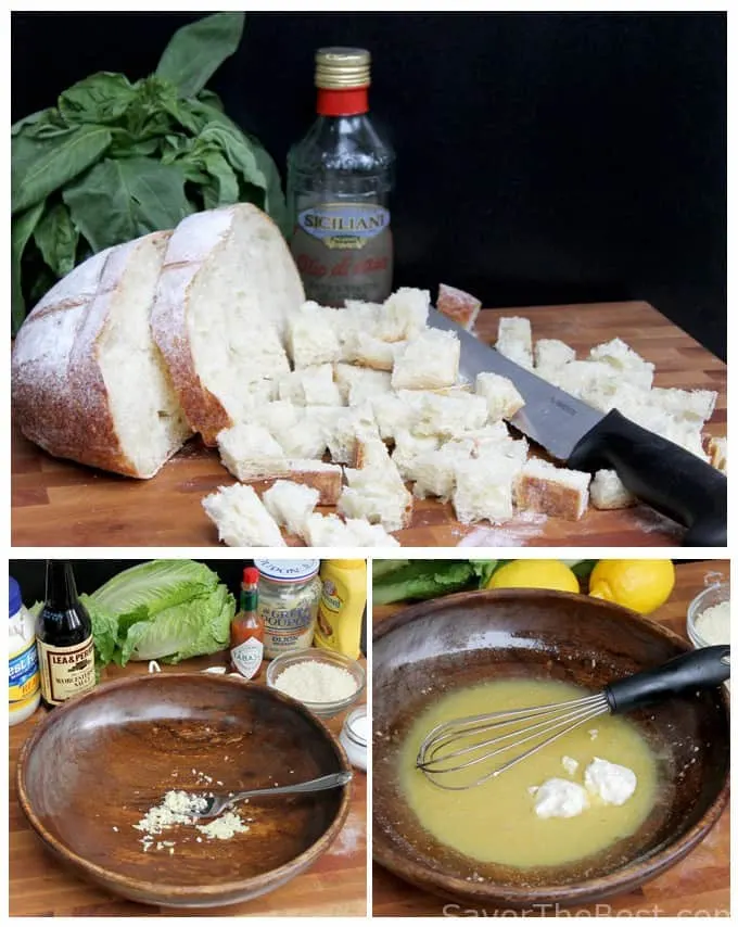 Homemade Croutons and Caesar Salad Dressing