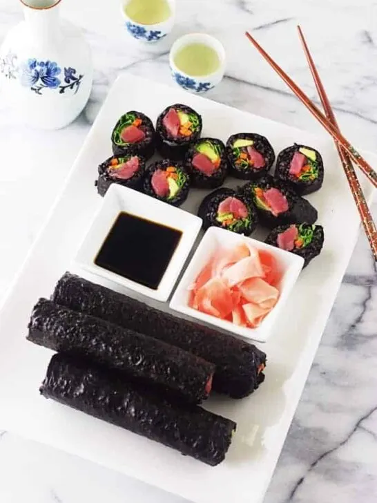 Black rice sushi rolls