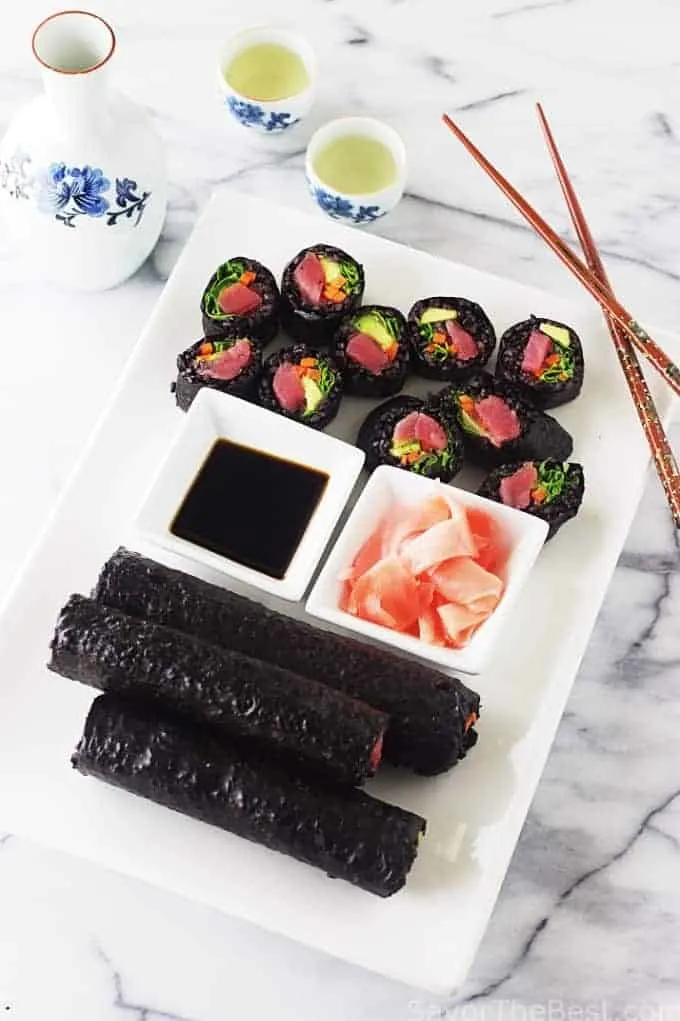 Black rice sushi rolls