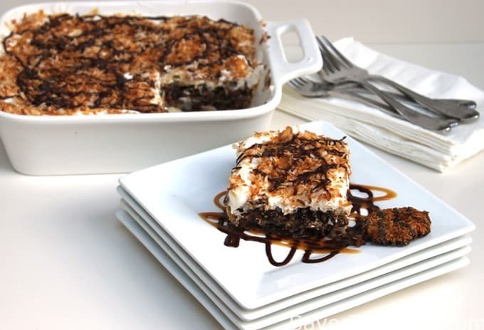 chocolate samoa dessert lasagna