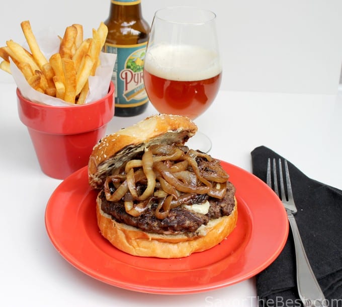 Caramelized Onion-Blue Cheese Burger