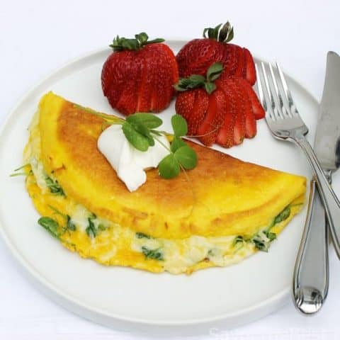 Pea Shoot and Swiss Cheese Omelet
