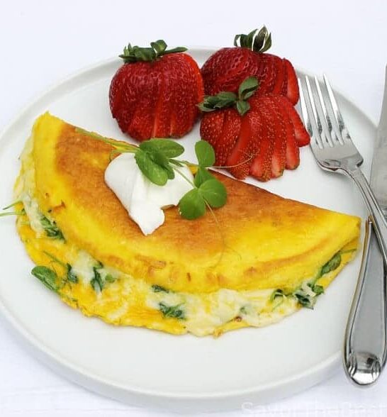 Pea Shoot and Swiss Cheese Omelet