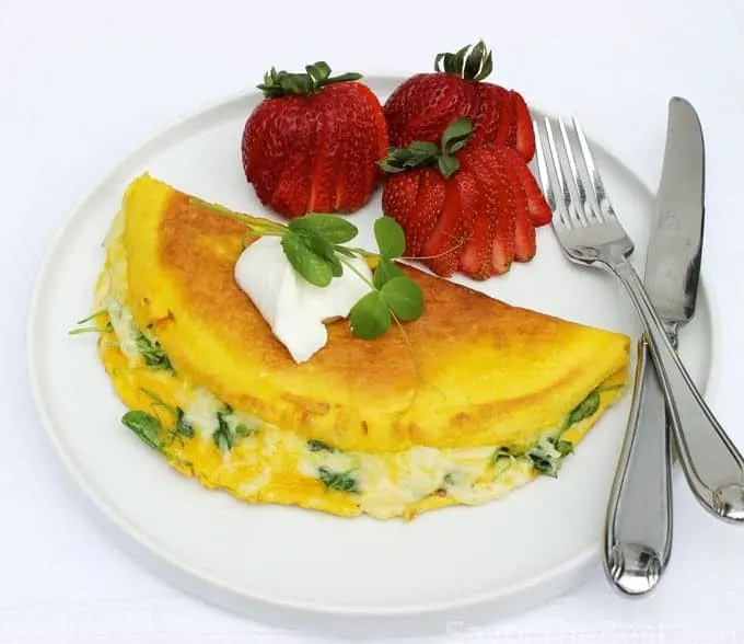 Pea Shoot and Swiss Cheese Omelet