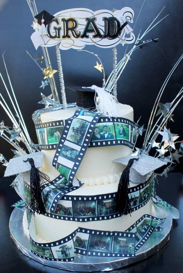 film strip graduation cake