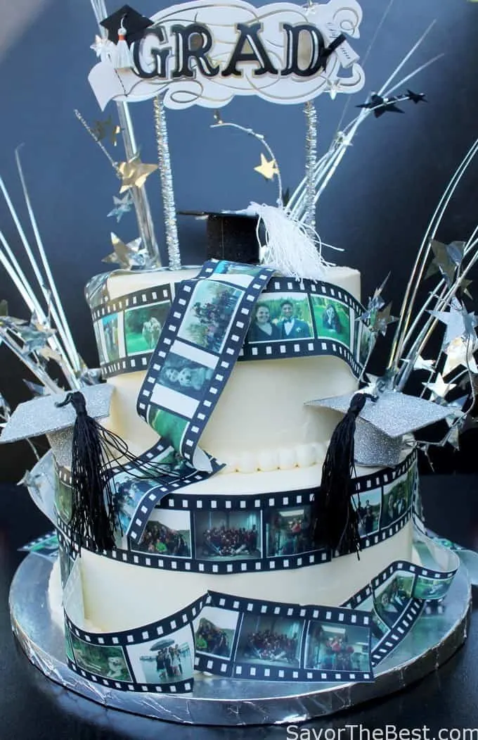film strip graduation cake