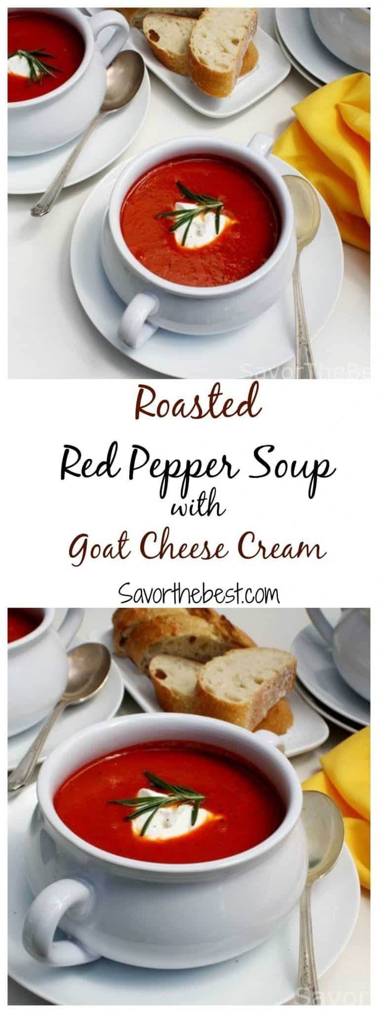 Roasted Red Pepper Soup with Goat Cheese Cream - Savor the Best