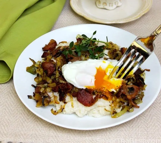 Cream of Rice with Bacon Leeks and Eggs