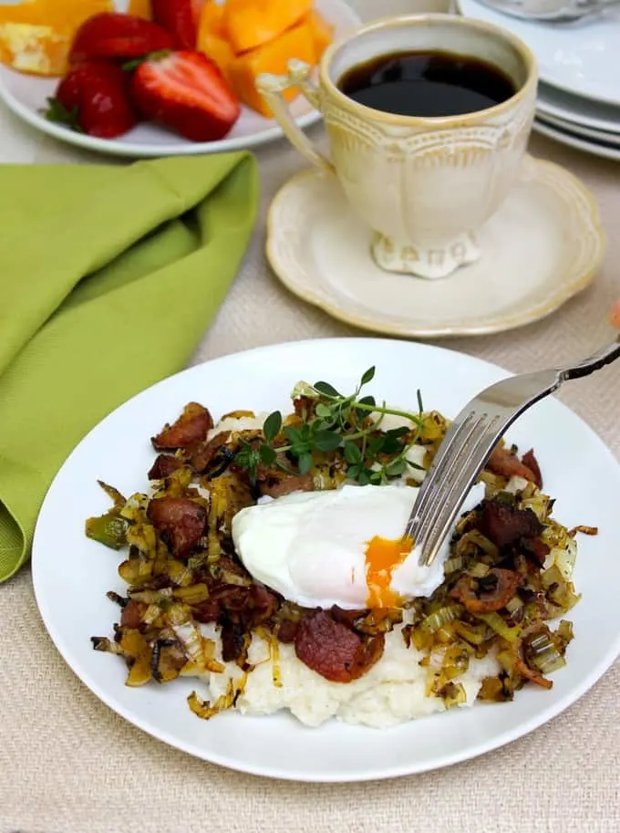 Cream of Rice with Bacon Leeks and Eggs