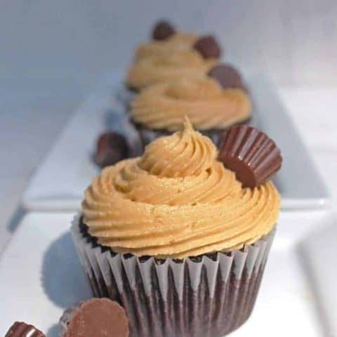 chocolate cupcakes with peanut butter frosting