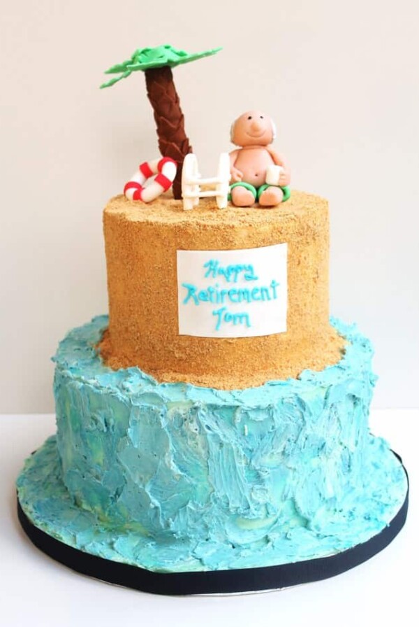 retirement beach cake