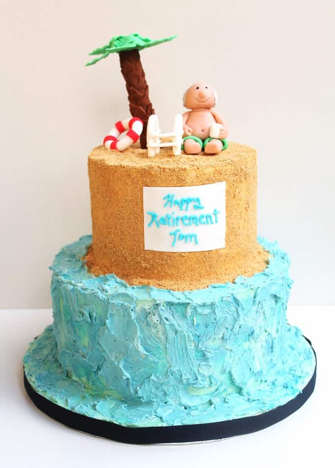 retirement beach cake