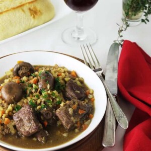 Beef with Mushrooms and Barley