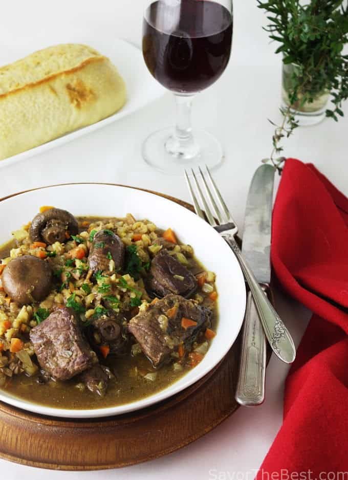 Beef with Mushrooms and Barley