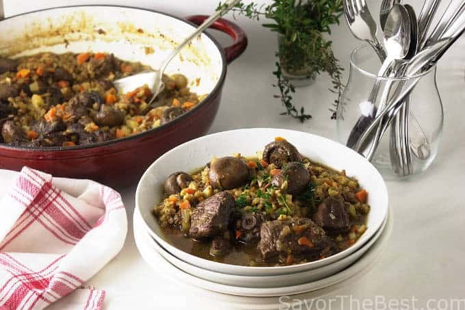 Beef with Mushrooms and Barley