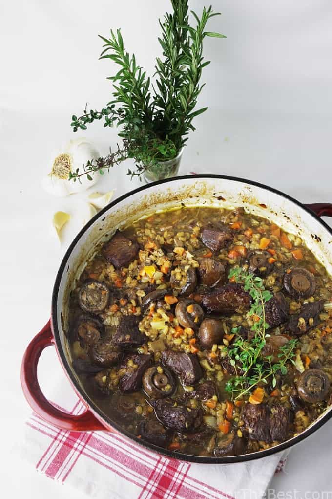 beef with mushroom and barley