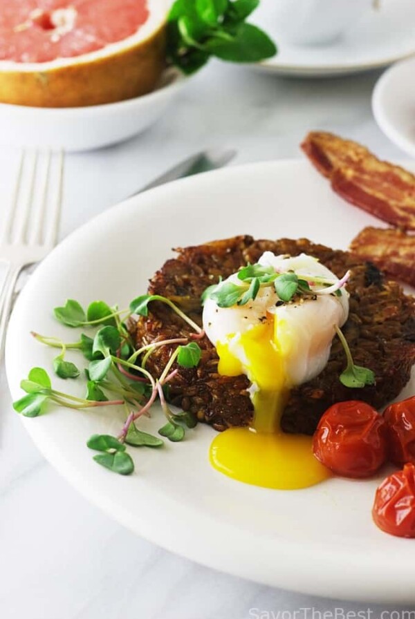 Farro Breakfast Risotto with Poached Egg