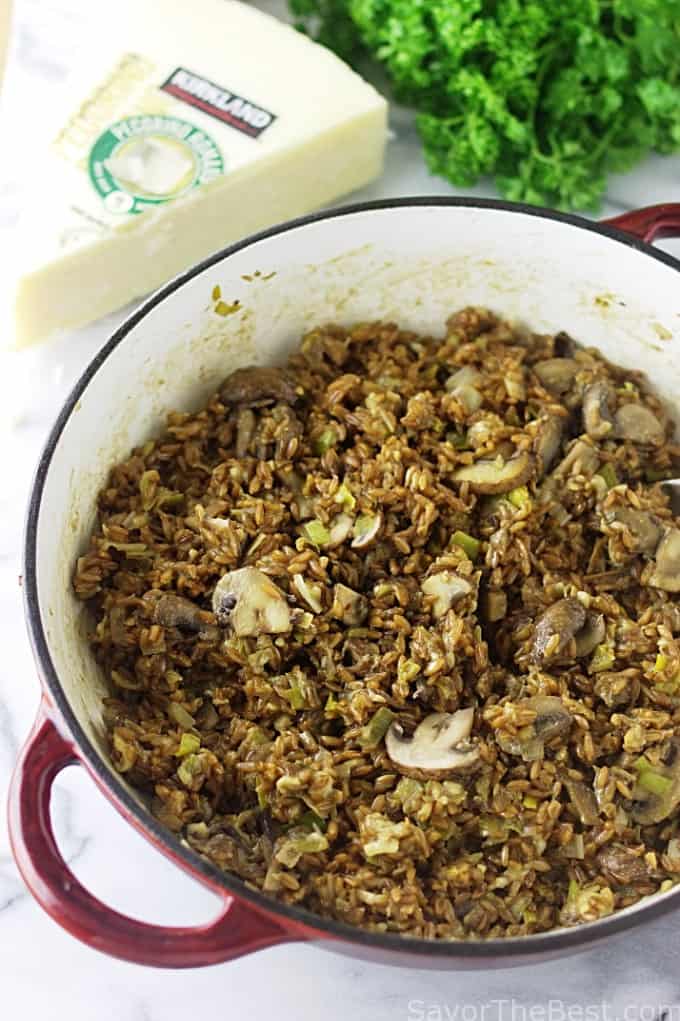 Farro Mushroom and Leek Risotto 