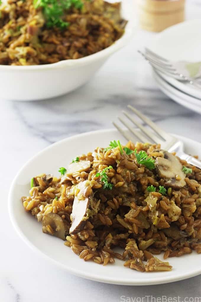 Farro, Mushroom, and Leek Risotto