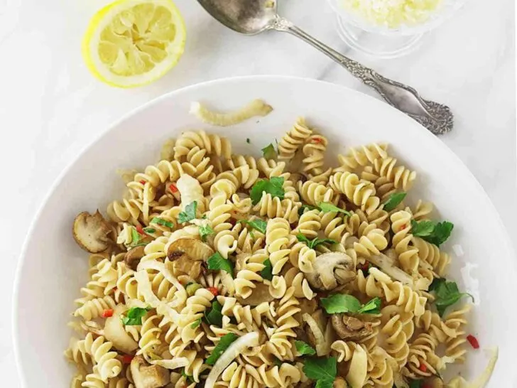 Kamut Whole Grain Pasta Spirals with Fennel and Mushrooms