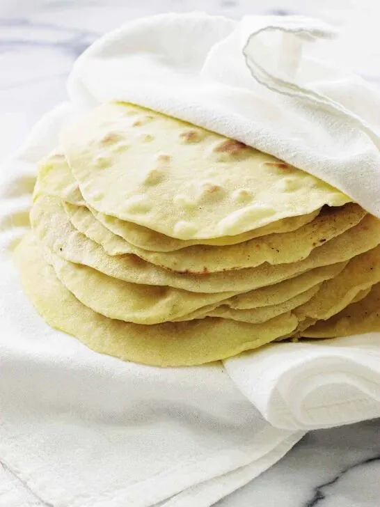 Kamut flour tortillas are thin, soft and easy to make with just a few simple ingredients.