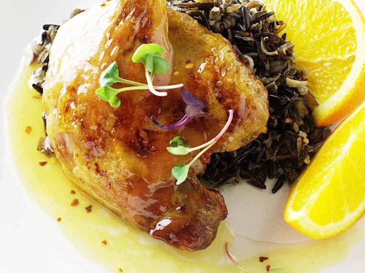 Roasted Duck Legs with Orange Sauce and Wild Rice