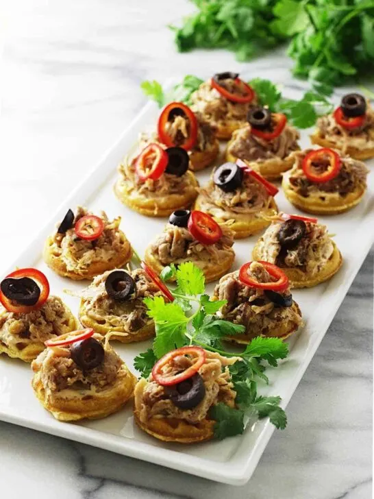 Chipotle Pulled Pork and Mini Corn Waffle Appetizers