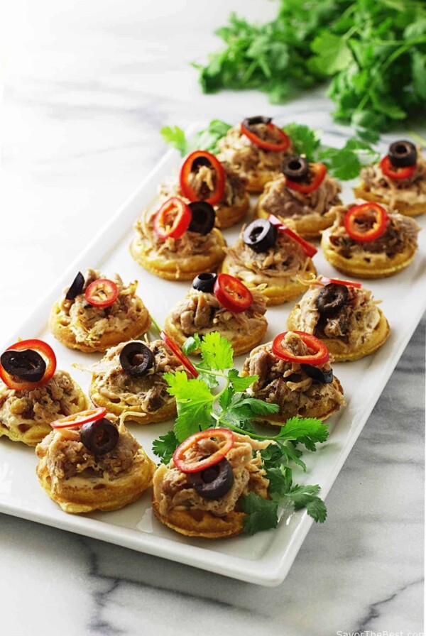 Chipotle Pulled Pork and Mini Corn Waffle Appetizers