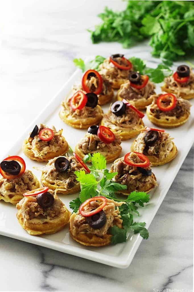 Chipotle Pulled Pork and Mini Corn Waffle Appetizers