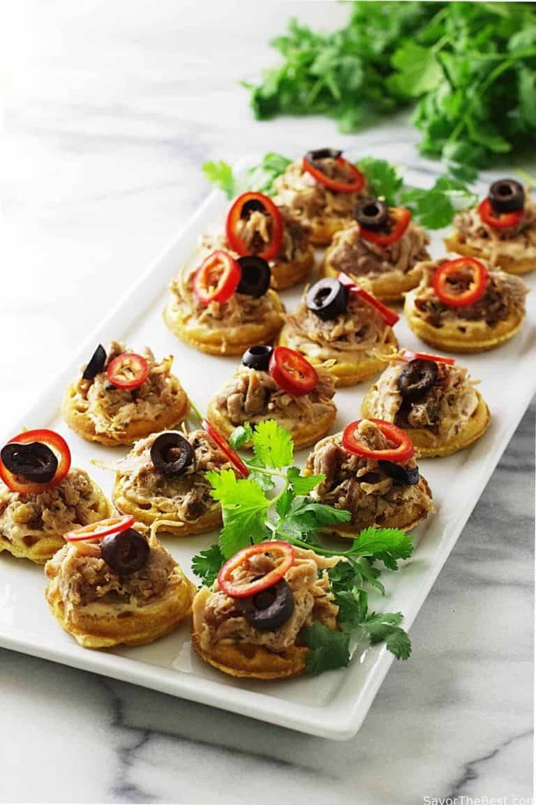 Chipotle Pulled Pork and Mini Corn Waffle Appetizers - Savor the Best
