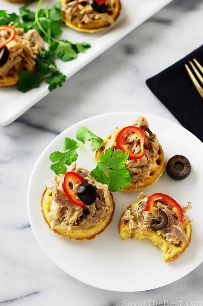 Chipotle Pulled Pork and mini Corn Waffle Appetizers