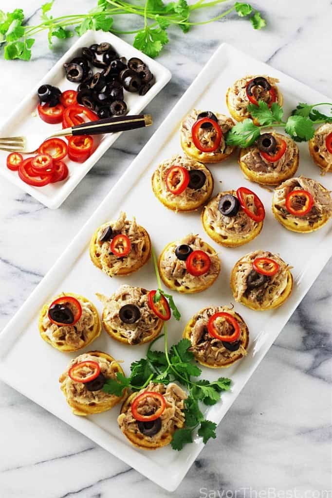 Chipotle Pulled Pork and Mini Corn Waffle Appetizers