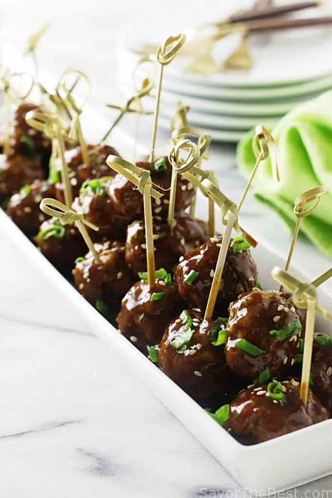 Meatballs with bamboo toothpicks