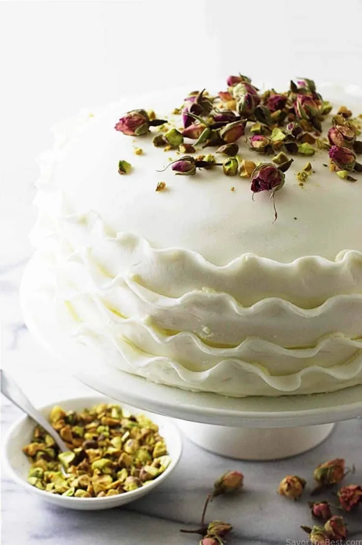 Vanilla, Rose and Pistachio Cake - Savor the Best