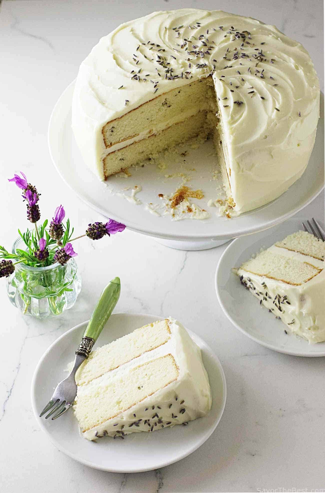 Lavender Cake with Lavender Cream Cheese Icing