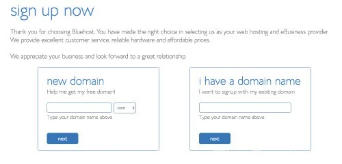 bluehost sign up