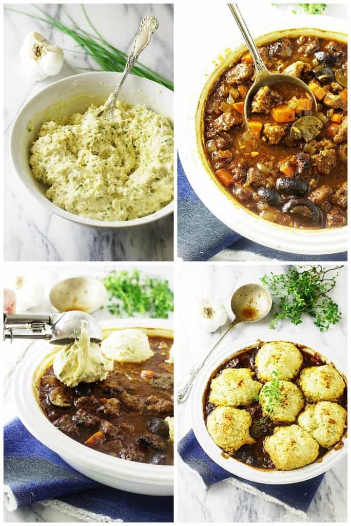 Beef Casserole with Garlic-Chive Einkorn Dumplings