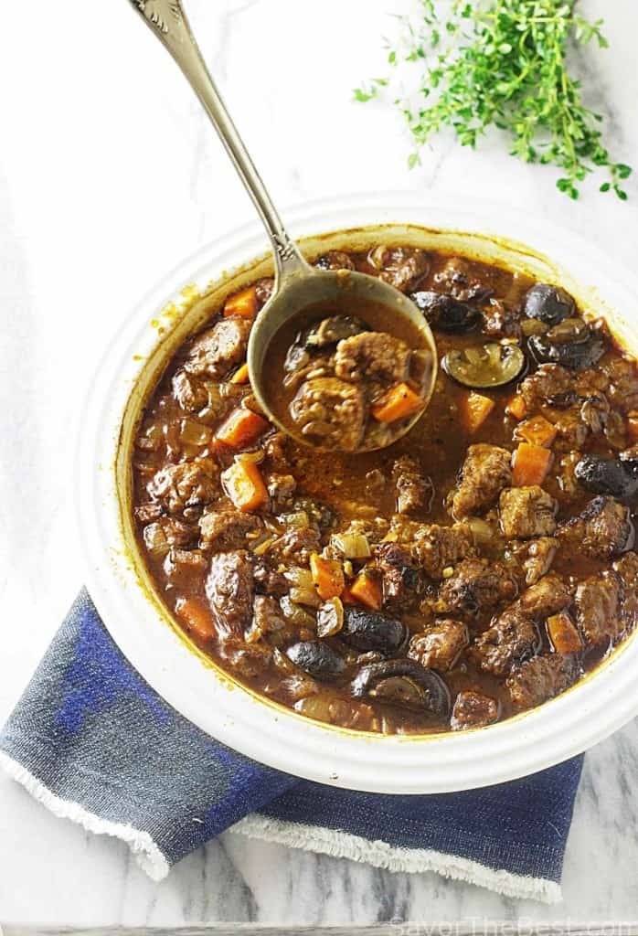 Beef Casserole with Garlic-Chive Einkorn Dumplings