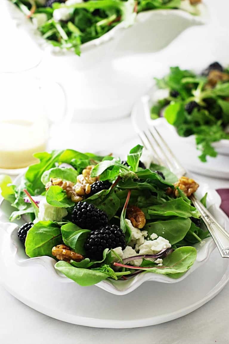 Blackberry-Feta Salad with Mache - Savor the Best