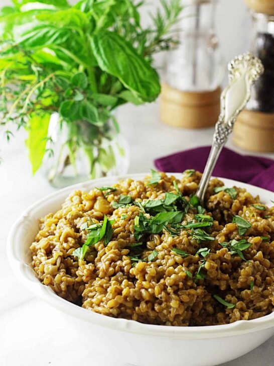 einkorn coconut curry risotto