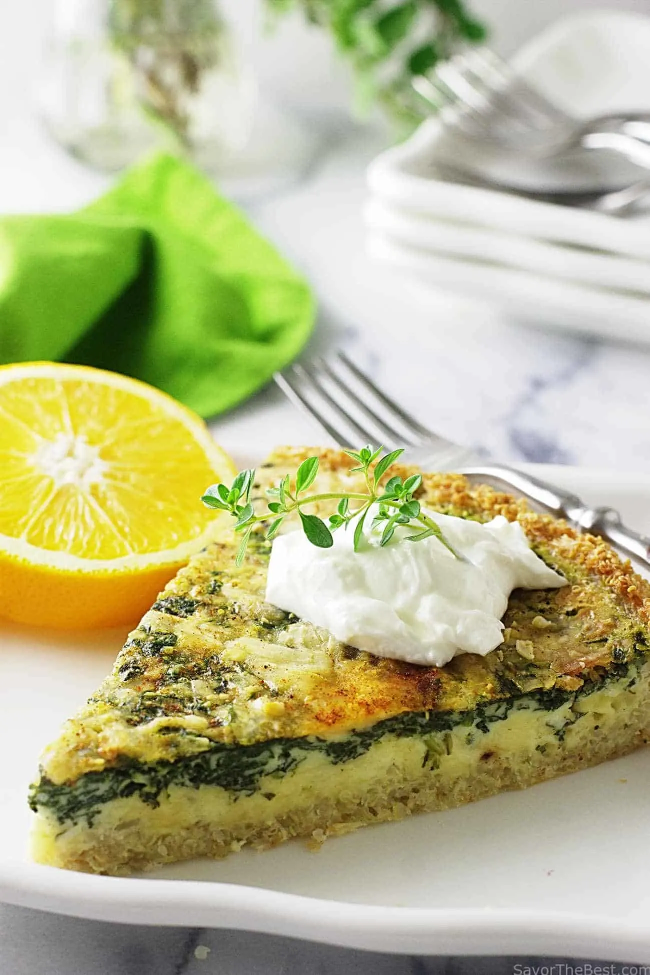 Spinach-Gouda Quiche with Quinoa Crust