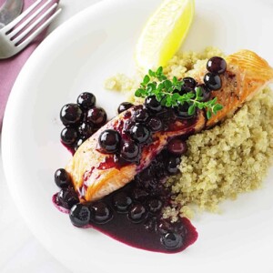 Wild Alaskan King Salmon with Blueberry Sauce