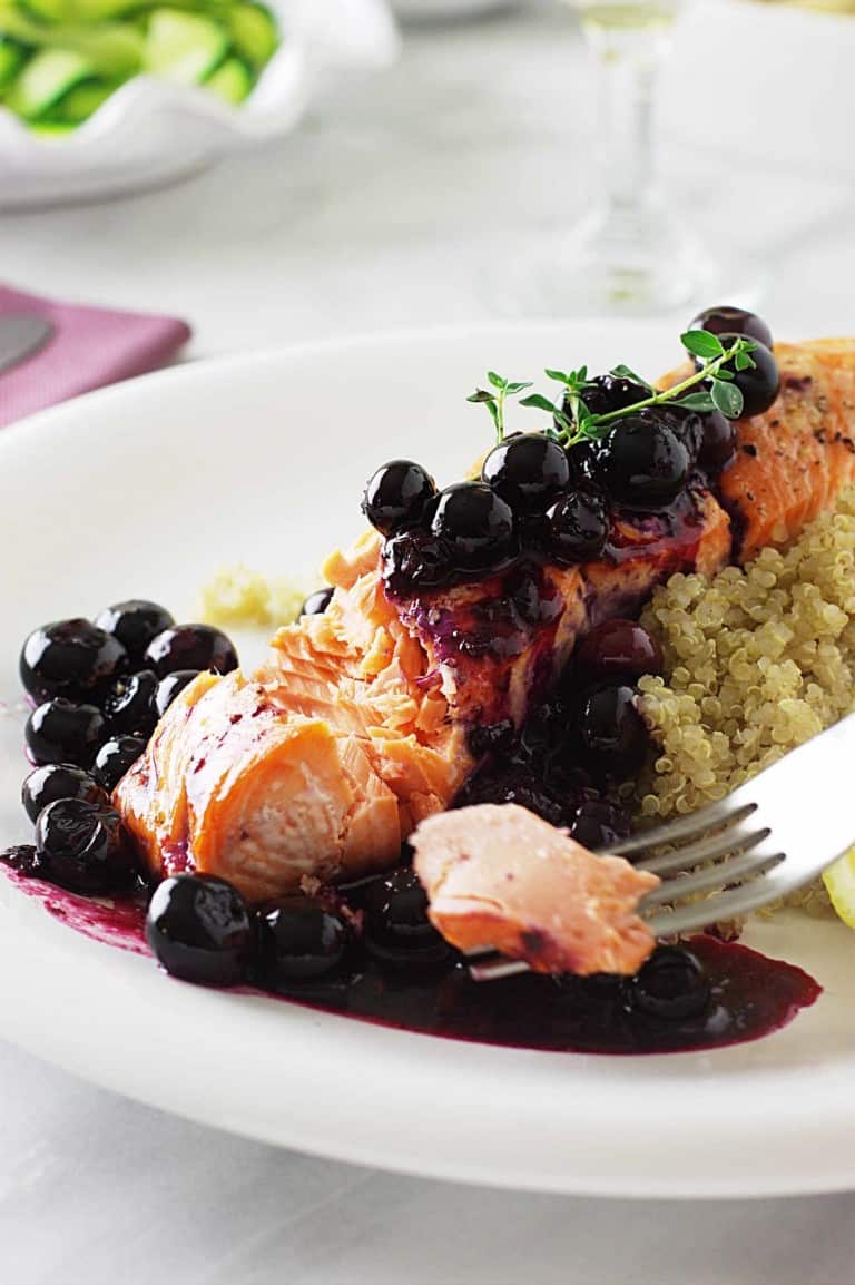 Wild Alaskan King Salmon with Blueberry Sauce - Savor the Best